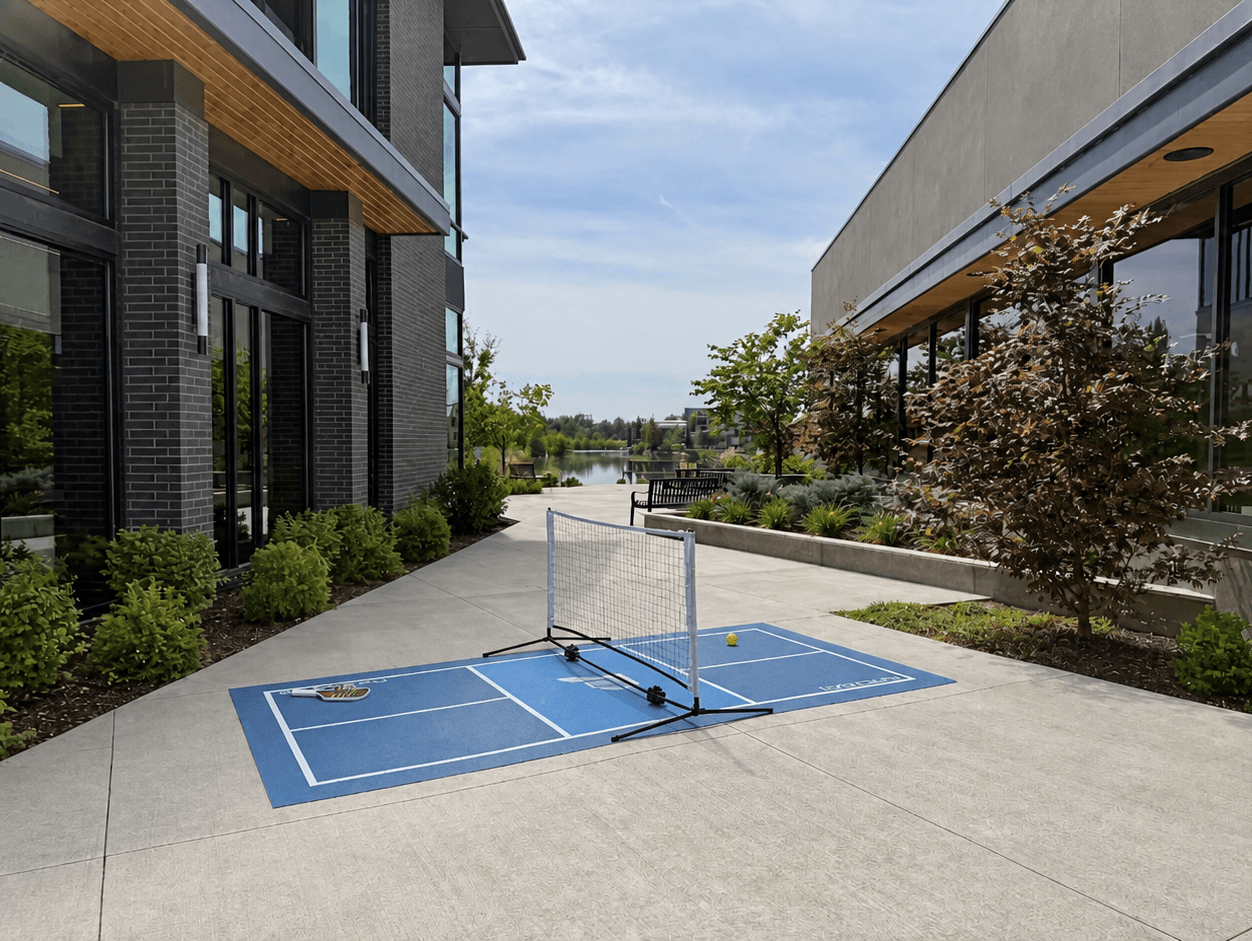 The Play Court set up for casual pickleball